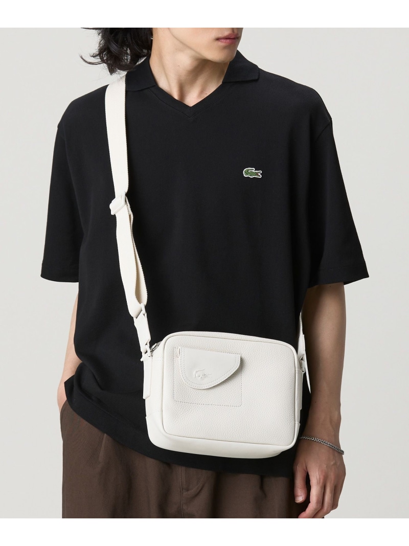 【SALE／40%OFF】クラブ ラコステ グレインレザー コンパクトショルダーバッグ LACOSTE ラコステ バッグ ショルダーバッグ ホワイト ネイビー【RBA_E】【送料無料】[ Fashion]｜LACOSTE／ラコステ