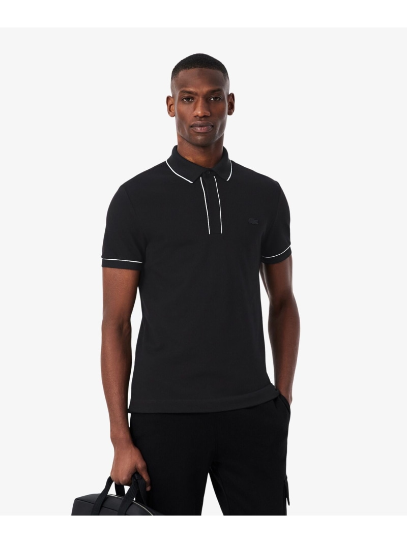 オーガニックコットン 伸ばすこと鹿の子 色彩設計パイピング比翼スポーツシャツ LACOSTE ラコステ トップス スポーツシャツ 赤銅色 米国海軍 青碧 緑であること 白いこと 黒いこと【貨物輸送無料】[ Fashion]
