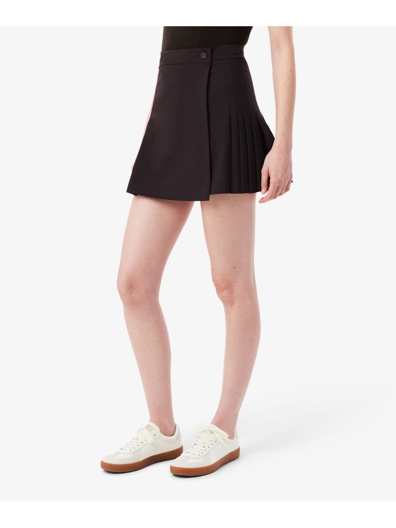 プリーツコンビラップテニススカート LACOSTE ラコステ スコート ミニスカート 赤銅色【貨物輸送無料】[ Fashion]