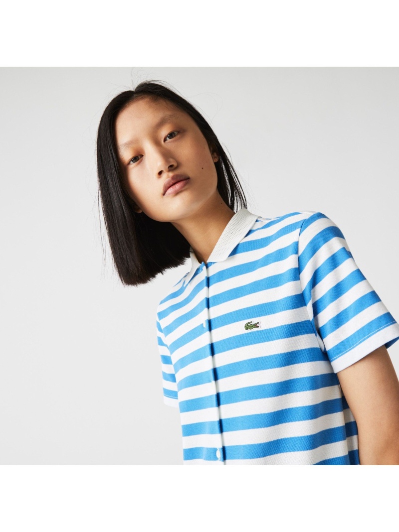 鹿の子地マキシシャツドレス LACOSTE ラコステ ブルー[Rakuten Fashion