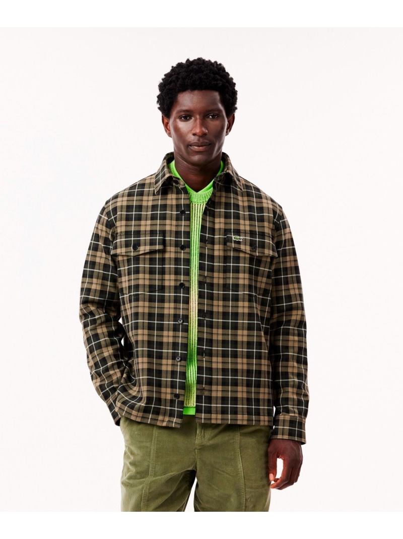 【SALE／50%OFF】ダブルポケットチェックシャツ LACOSTE ラコステ トップス シャツ・ブラウス ネイビー カーキグリーン【RBA_E】【送料無料】[ Fashion]