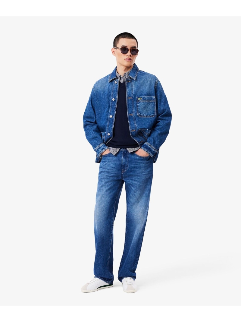 【SALE／40%OFF】オーガニックコットン ベーシック ルーズフィット ストレートデニムパンツ LACOSTE ラコステ パンツ ジーンズ・デニムパンツ ホワイト ブルー【RBA_E】【送料無料】[ Fashion]｜LACOSTE／ラコステ