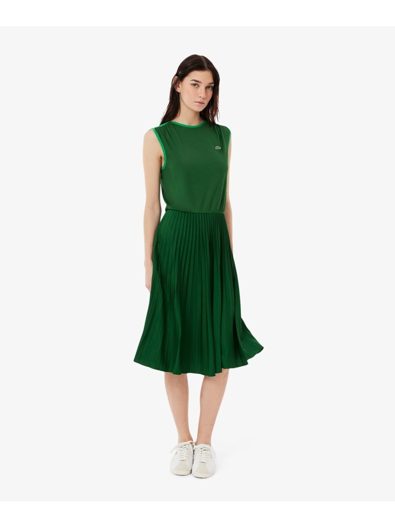【SALE／40%OFF】ジャカードトリムノースリーブドレス ワンピース LACOSTE ラコステ ワンピース・ドレス その他のワンピース・ドレス グリーン【RBA_E】【送料無料】[ Fashion]