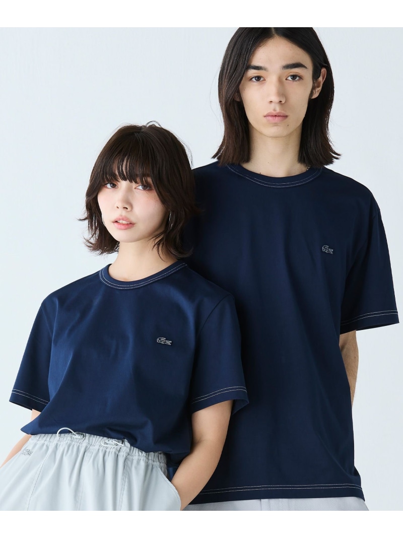 【SALE／20%OFF】配色ステッチTシャツ LACOSTE ラコステ トップス カットソー・Tシャツ ネイビー ブラック グレー【RBA_E】【送料無料】[ Fashion]