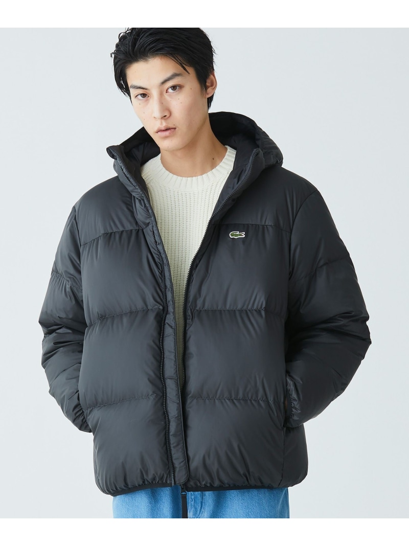 【SALE／40%OFF】撥水 うしろ側編み目 照明ランプ色つや フーデッドダウンジャケット LACOSTE ラコステ ジャケット・アウター ダウンジャケット・ダウンベスト 黒いこと カーキ緑であること 白いこと 青碧【RBA_E】【貨物輸送無料】[ Fashion]