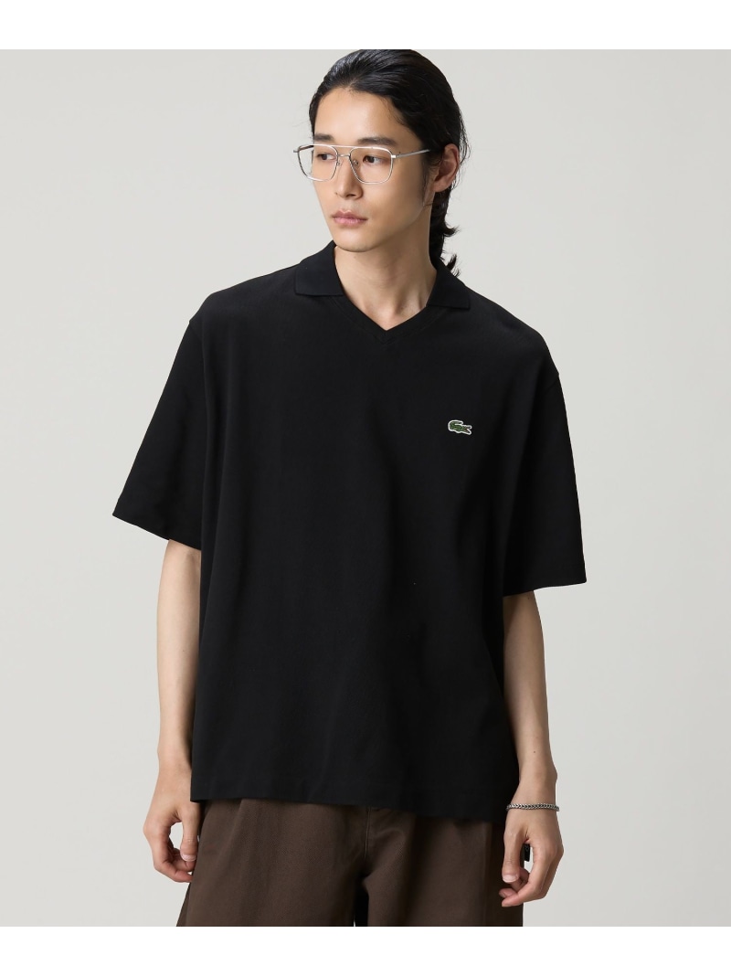 L.12.12取りあわせる スキッパーネックポロシャツ LACOSTE ラコステ トップス スポーツシャツ 白いこと 黒いこと 薄墨色 赤銅色【貨物輸送無料】[ Fashion]