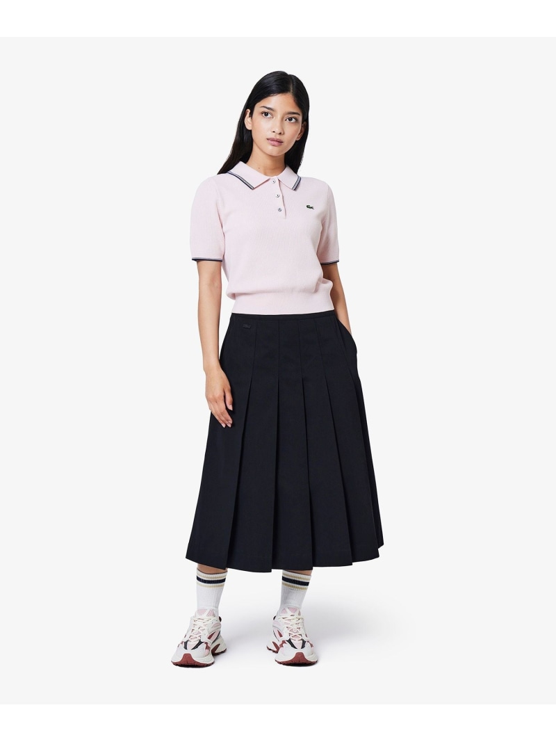 【SALE／40%OFF】ミディプリーツスカート LACOSTE ラコステ スコート 余分の物のスコート 黒いこと 赤銅色【RBA_E】【貨物輸送無料】[ Fashion]