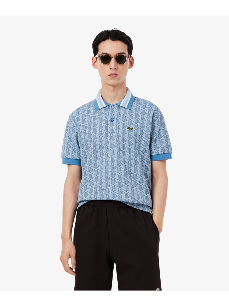モノグラムジャカード半袖スポーツシャツ LACOSTE ラコステ トップス スポーツシャツ ベージュ 薄墨色 青色 米国海軍 緑であること 赤いこと 黒いこと 赤銅色【貨物輸送無料】[ Fashion]