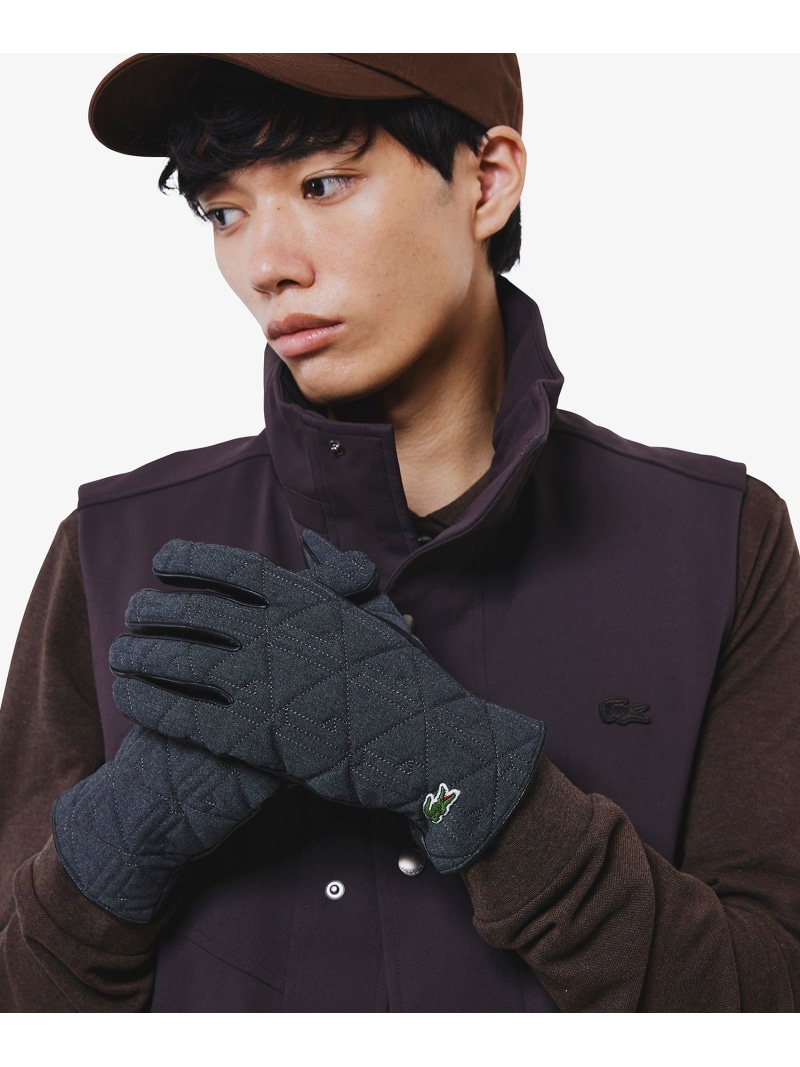 【SALE／40%OFF】モノグラムキルティングレザーコンビグローブ LACOSTE ラコステ ファッション雑貨 手袋 ブラック グレー ネイビー【RBA_E】【送料無料】[ Fashion]｜LACOSTE／ラコステ