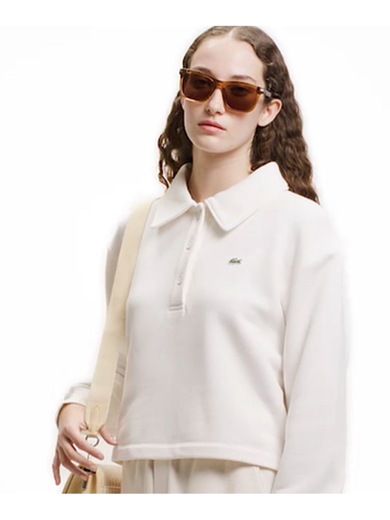 クロップド丈 ポロニットスウェットシャツ LACOSTE ラコステ トップス スウェット・トレーナー 白いこと【貨物輸送無料】[ Fashion]