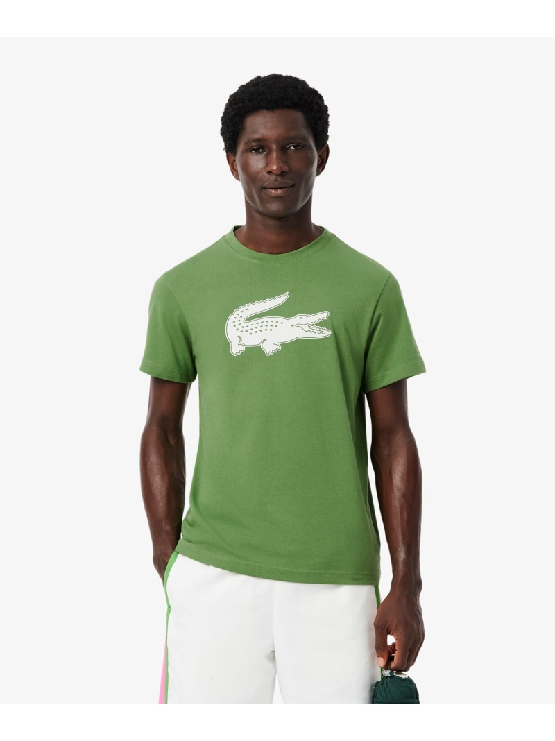 コットンブレンドウルトラドライロゴプリントティーシャツ LACOSTE ラコステ トップス カットソー・ティーシャツ 黒いこと 白いこと【貨物輸送無料】[ Fashion]