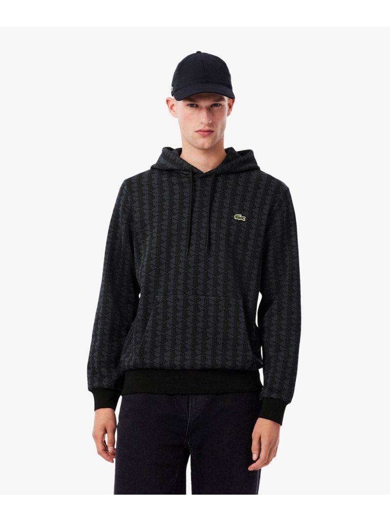 【SALE／30%OFF】オールオーバーモノグラムスウェットフーディー LACOSTE ラコステ トップス パーカー・フーディー グリーン ブラック【RBA_E】【送料無料】[ Fashion]