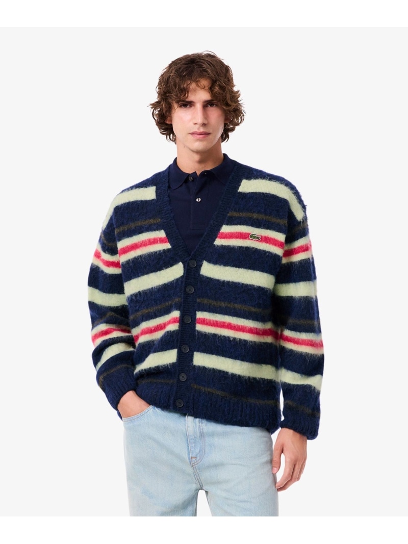 【SALE／30%OFF】アルパカブレンドボーダーニットカーディガン LACOSTE ラコステ トップス カーディガン ネイビー【RBA_E】【送料無料】[ Fashion]