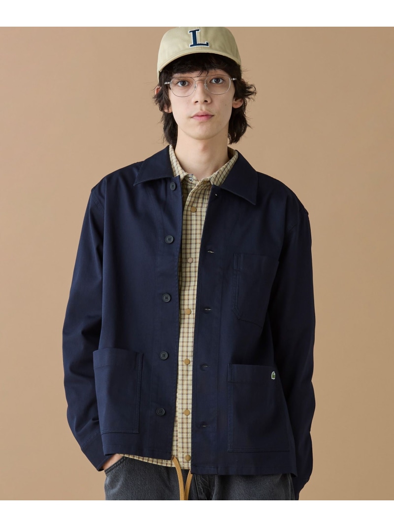 【SALE／50%OFF】コーデュロイカバーオールジャケット LACOSTE ラコステ ジャケット・アウター カバーオール・ワークジャケット ネイビー ブラウン【RBA_E】【送料無料】[ Fashion]｜LACOSTE／ラコステ