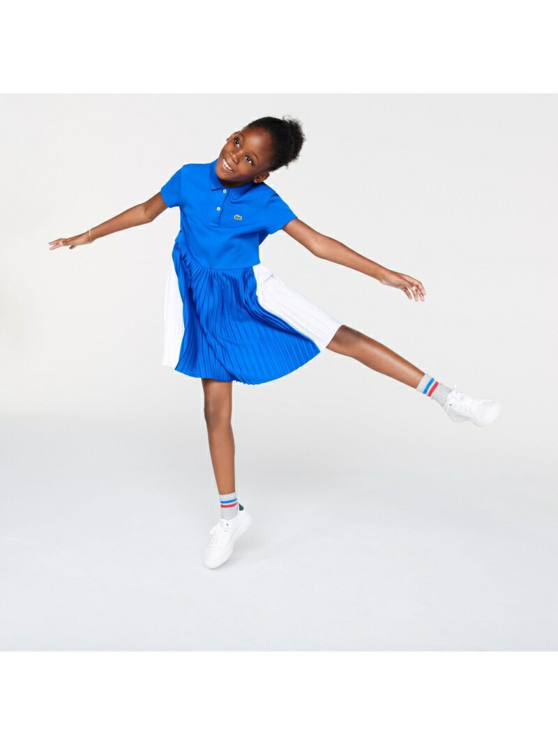 Girlsプリーツスカートポロワンピース Lacoste ラコステ ワンピース シャツワンピース ホワイト ブルー 送料無料 Rakuten Fashion Napierprison Com