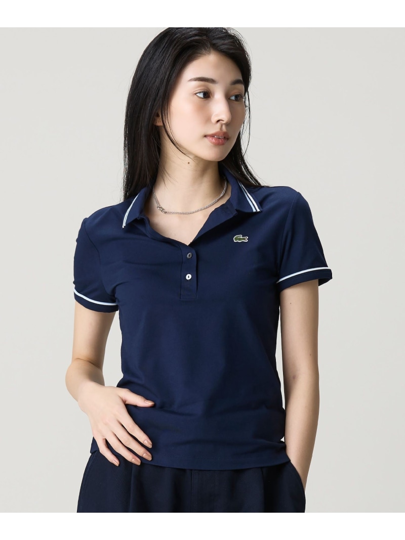 【SALE／30%OFF】カラー&カフスラインスリムフィットポロシャツ LACOSTE ラコステ トップス ポロシャツ ネイビー ホワイト【RBA_E】【送料無料】[ Fashion]｜LACOSTE／ラコステ
