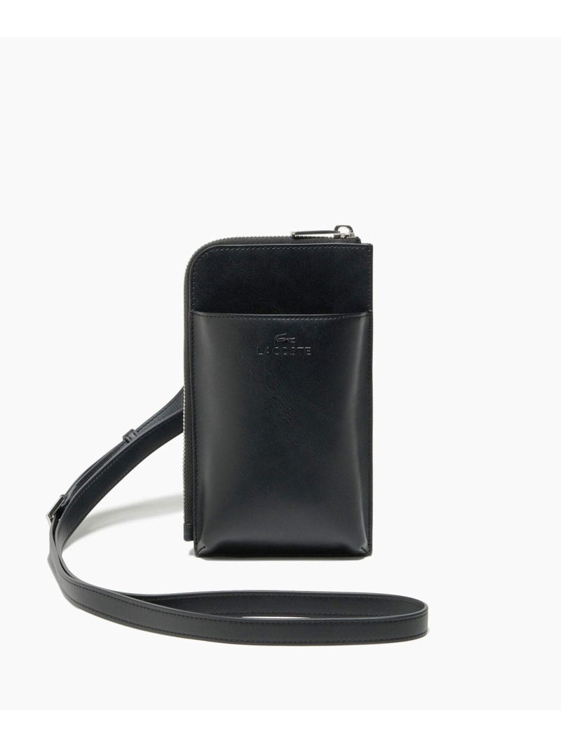 ショルダースマホポーチ LACOSTE ラコステ 御徒面子 ショルダーバッグ サクラ色 黒いこと【貨物輸送無料】[ Fashion]
