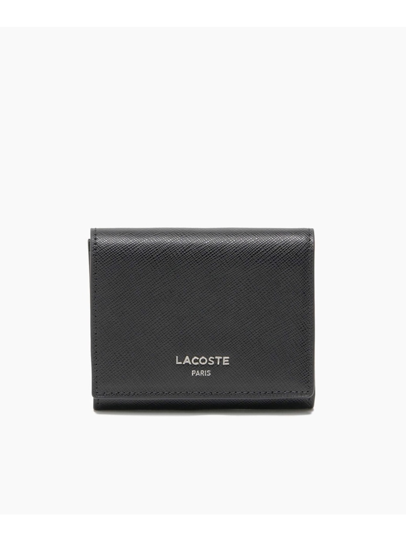 エンボスレザー3つ折りウォレット LACOSTE ラコステ 財布・ポーチ・ケース 財布 ブラック グレー【送料無料】[ Fashion]