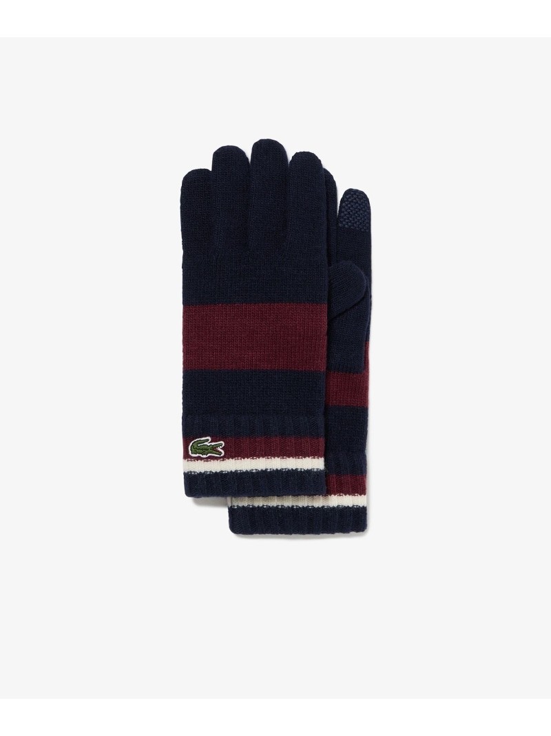 【SALE／50%OFF】カラーブロックニットグローブ LACOSTE ラコステ ファッション雑貨 手袋 グリーン ネイビー【RBA_E】【送料無料】[ Fashion]