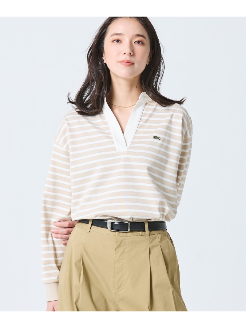 スキッパーネックラガーシャツ LACOSTE ラコステ トップス ポロシャツ ホワイト ベージュ【送料無料】[ Fashion]