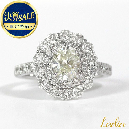 【クーポンで20%OFF★決算SALE 31日まで】 ダイヤモンド リング 1.019ct Pt プラチナ Pt900 Mカラー SI2 オーバルカット オーバル 中央宝石研究所 ソーティング CGL ダイヤ 地金 1カラット プレゼント ギフト 26518|Ladia
