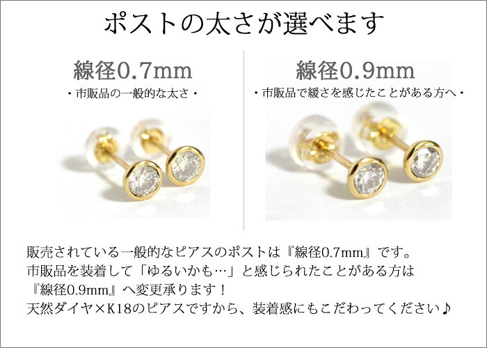 ダイヤモンド ピアス 一粒ダイヤ ピアス K18 ピアス 両耳 フクリン 2p 