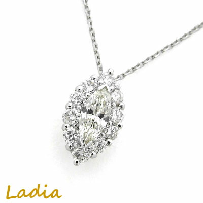 マーキースカット ダイヤモンド ネックレス プラチナ 0.268ct Kカラー VS2 中央宝石研究所 ソーティング CGL Pt900 Pt850 スライドアジャスター 取り巻き マーキスダイヤ ダイヤネックレス プレゼント 14297
