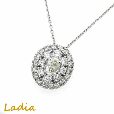 オーバルカット ダイヤモンド プラチナ ネックレス 0.262ct Lカラー VS2 中央宝石研究所 ソーティング CGL 計0.7ctアップ スライドアジャスター Pt900 Pt850 オーバルダイヤ 取り巻き プレゼント 26528