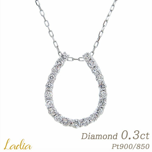 ダイヤモンド ネックレス 0.3ct プラチナ ホースシュー Pt900 Pt850 地金 天然ダイヤ ペンダント 馬蹄 彼女 女性 妻 人気 レディース 会社 仕事 スーツ アニバーサリー 記念日 結婚 母の日 ギフト プレゼント