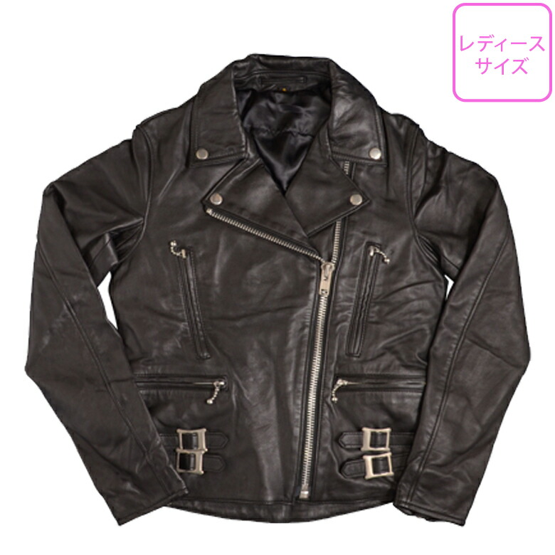 レディースバイクジャケット革ジャン CLEVER DECOR(クレバーデコル)ダブルレザージャケット CDL-115 女性サイズ ブラック 秋冬 取寄品 17,608円