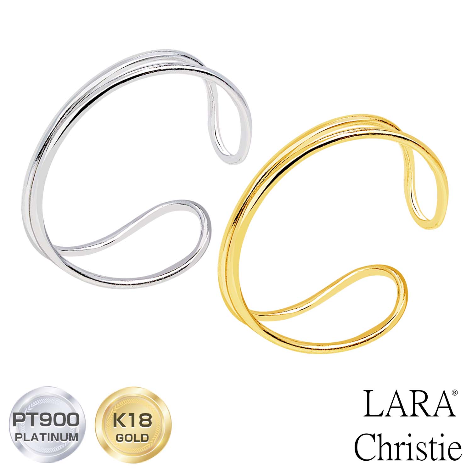 ララクリスティー イヤーカフ インフィニティ イヤーカフ プラチナ PT900 イエローゴールド K18 le56-0002 LARA Christie｜ララクリスティー 公式ショップ