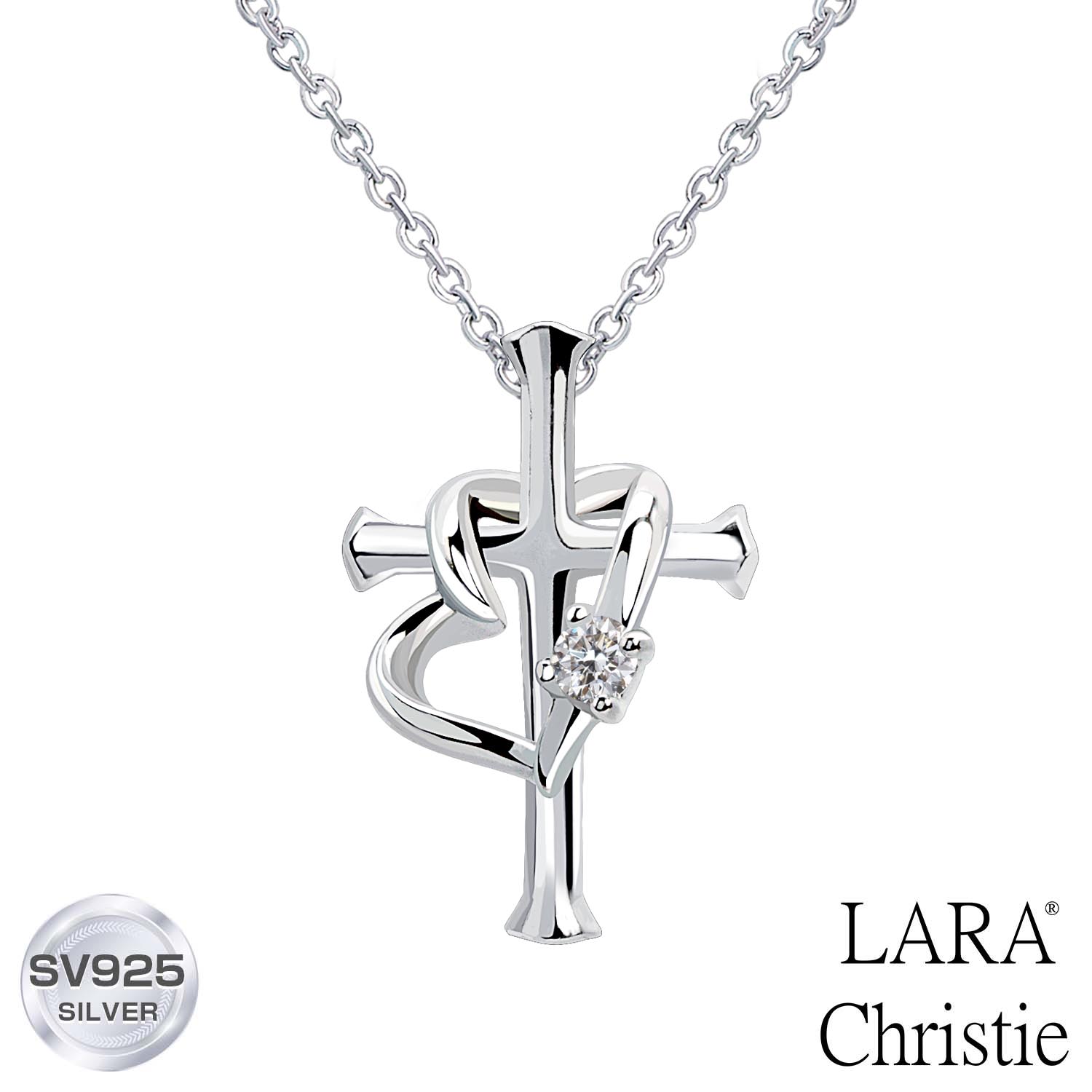 ララクリスティー ネックレス レディース ラヴァーズクロス WHITE Label p5805-w LARA Christie