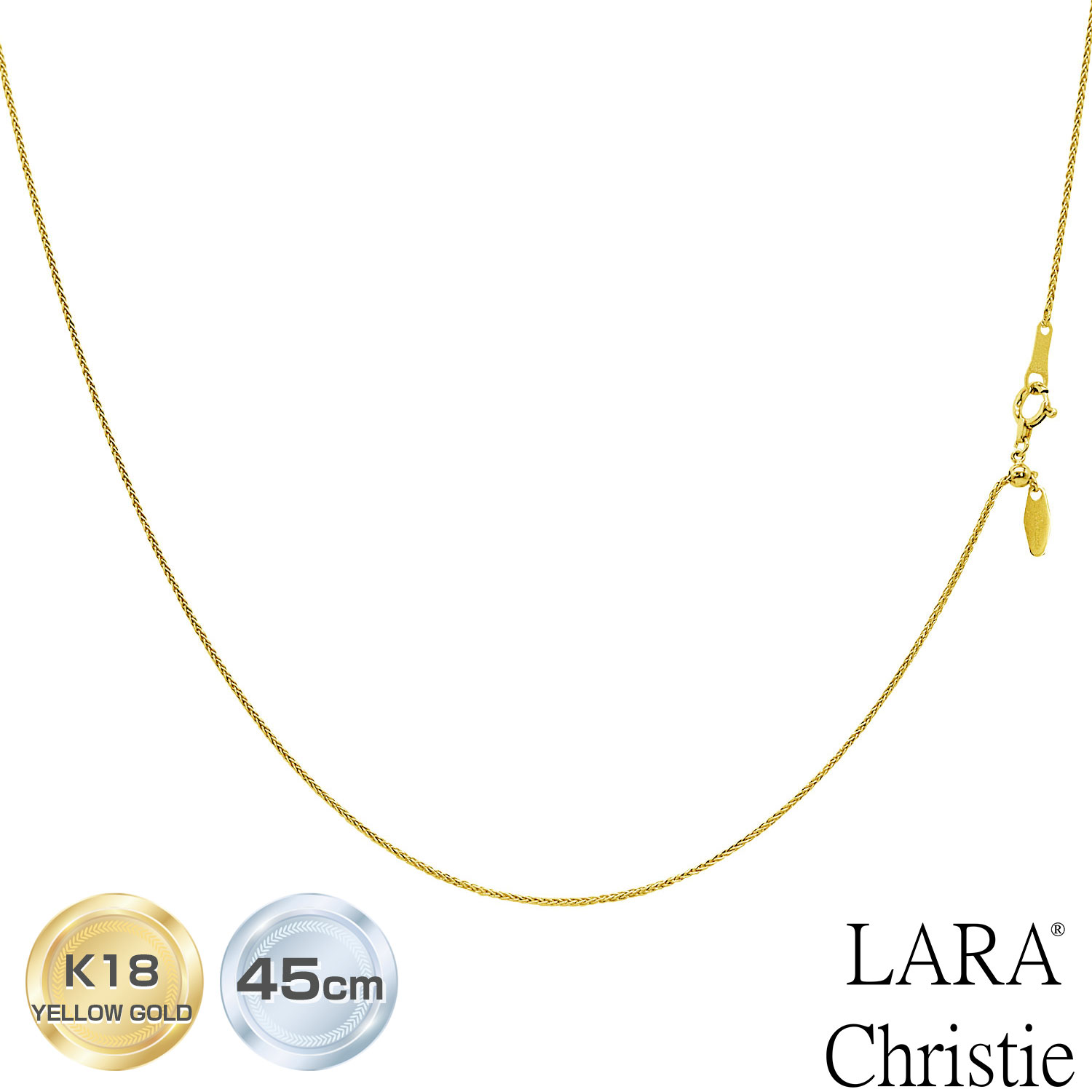 ララクリスティー ネックレス チェーン ゴールド 18金 K18 トリプルスパイク 幅0.8mm 最長45cm長さ調整可能 重量 約2.0g lc97-0014 LARA Christie ネックレスチェーンコレクション｜ララクリスティー 公式ショップ