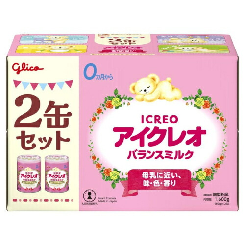 江崎グリコ　アイクレオ　バランスミルク　0か月から（800g×2缶）