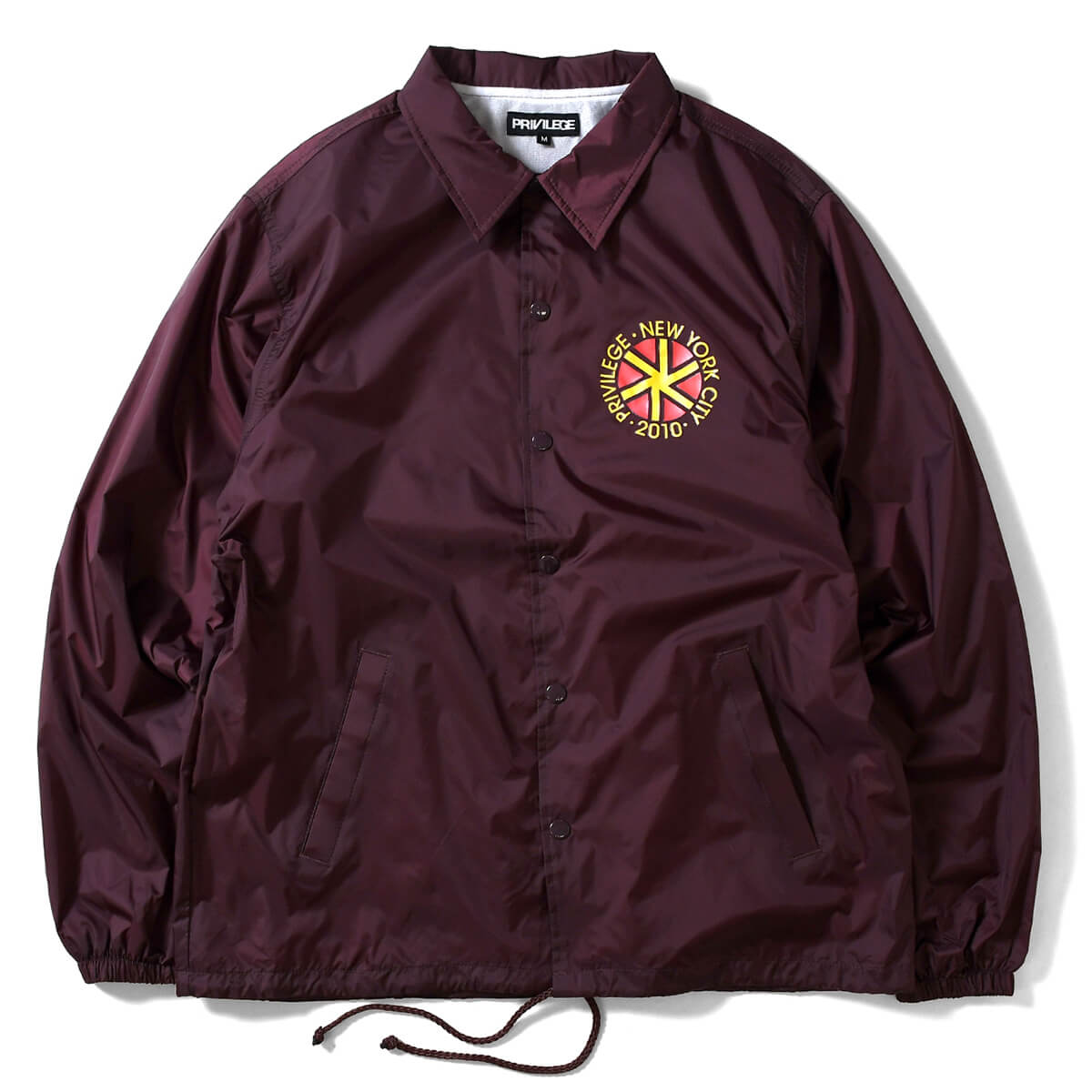話題の行列 プリビレッジ Privilege コーチジャケット メンズ ストリート ブランド コーチ ジャケット アウター タイトアウター ジャンパー ブルゾン ロゴ Empire State Game Coach Jacket Pv19aw19 Maroon マルーン Burgundy バーガンディー ランキングや新製品