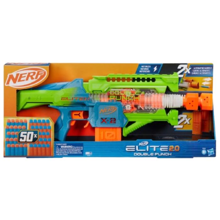 ナーフ エリート2.0ダブルパンチ F6363 単3×4本使用(別売り) エリートダーツ50本付き クリスマスおもちゃ クリスマスギフト クリスマスプレゼント
