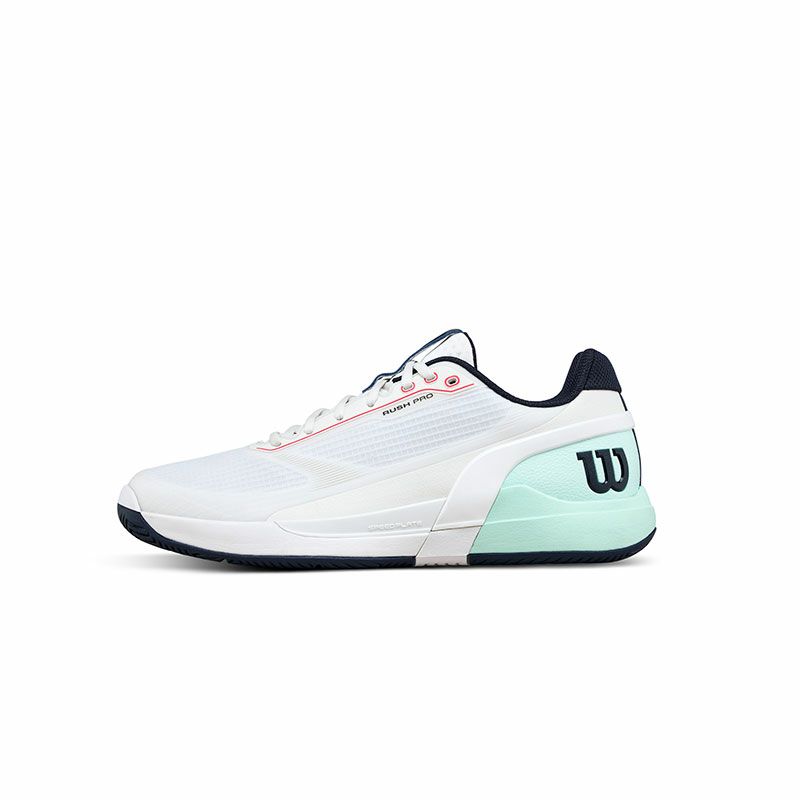 【2026年模範例】ウイルソン(Wilson) 庭球シューズ 混雑時 労働者階級5（RUSH PRO 5 White/Bay/Fiery Coral）オール厚地の外套模範例 WRS338500+