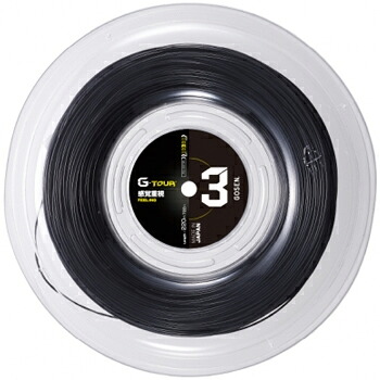 【新色ブラック】GOSEN(ゴーセン)ストリング G-TOUR3(ジー・ツアー3) 16L(1.28mm)BLACK ロール TSGT302BK|テニスプロショップラフィノ