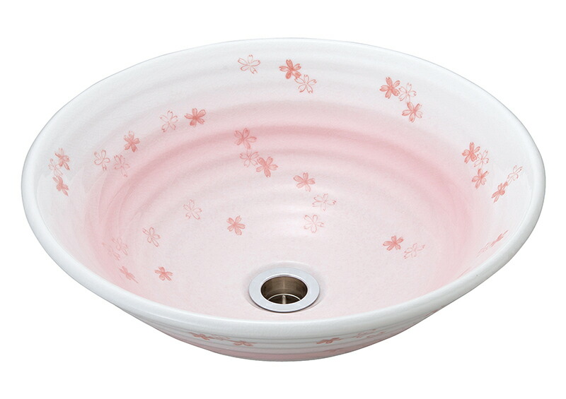 凛『桜ちらし L』Φ38珊 瀬戸もの洗面どんぶり鉢 瀬戸もの洗面どんぶり鉢 洗面どんぶり鉢 洗面シンク washbasin庭園食パン 室内用便器 洗面 今めかしい 愛くるしい 和風 洋風 レトロ 古民家 はたご屋 旅人宿 喫茶店 瀬戸もの 瀬戸もの 丸型  白 さくら色  さくら 花柄 置き型 埋め込み お洗い濯ぎ飾り気の無い