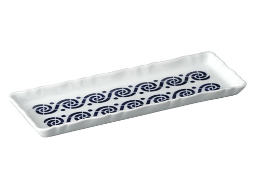 『Sargadelos サルガデロス Ｓerving Dish Espiroide Lサイズ（青ｘ白）』｜パントレイ プレート 長方形 スクエア 皿 長角皿 高級食器 スペイン食器 装飾食器 陶器 レストラン ホームパーティー おしゃれ かわいい 個性的 ギフト プレゼント 結婚祝い 引越し祝い 贈り物