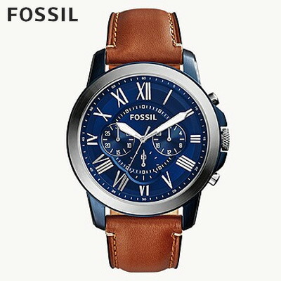 フォッシル FOSSIL FS5268 グラント 腕時計 メンズ レザー　革　缶 GRANT スポーツクロノグラフ ラゲッジレザーウォッチ - FS5268