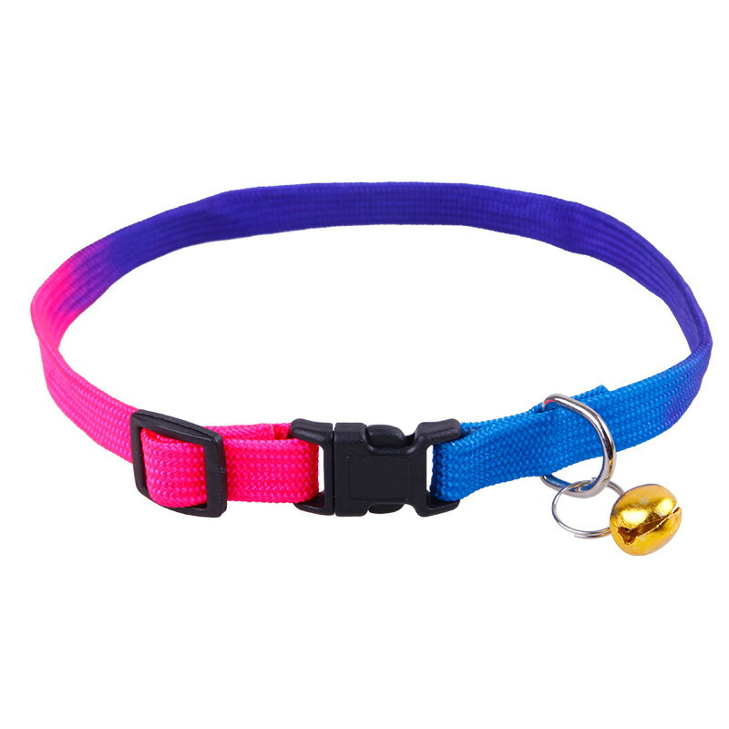 送料無料 首輪 いぬ用 おしゃれ お散歩グッズ かわいい ねこ イヌ用 カラフル カラー グラデーションカラー シンプル トレーニング ナイロン パピー ベル付き ペット用 レインボー 単品 可愛い 小型犬 散歩用品 犬用 猫用 細い 練習 軽い 鈴付き 期間限定今なら送料無料