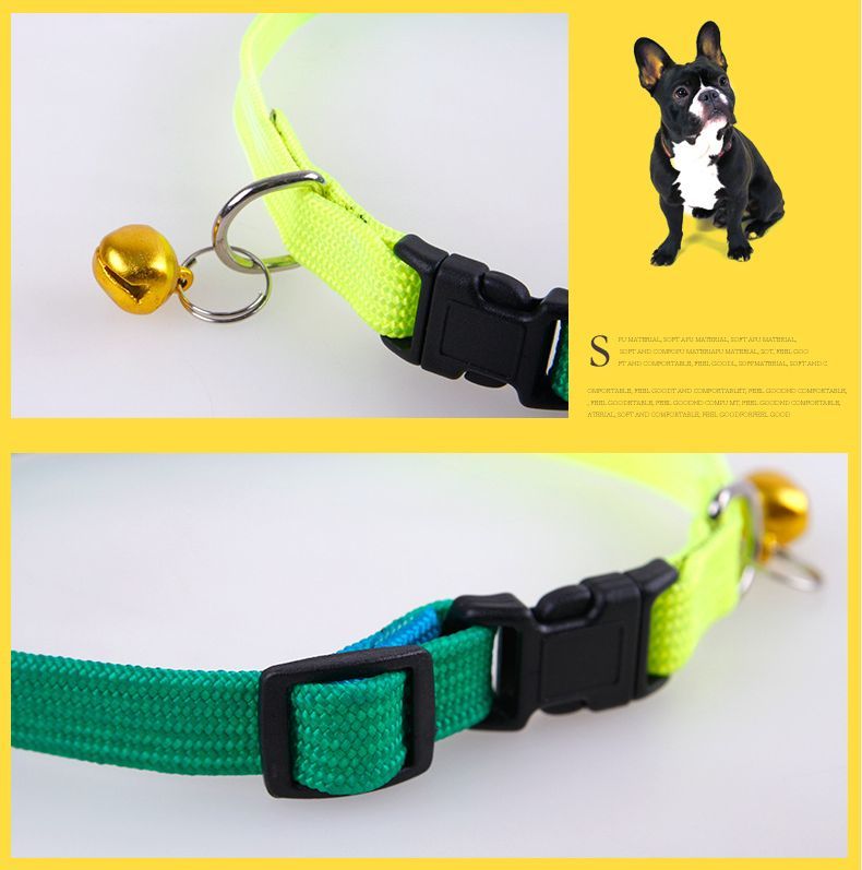 送料無料 首輪 いぬ用 おしゃれ お散歩グッズ かわいい ねこ イヌ用 カラフル カラー グラデーションカラー シンプル トレーニング ナイロン パピー ベル付き ペット用 レインボー 単品 可愛い 小型犬 散歩用品 犬用 猫用 細い 練習 軽い 鈴付き 期間限定今なら送料無料