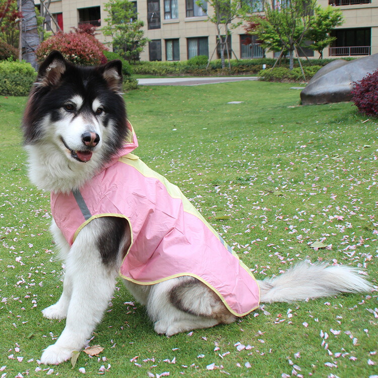 送料無料レインコート犬の服犬服雨服雨具フード付きドッグウェア中型犬用大型犬用反射テープ防水梅雨対策お出かけ濡れない着せやすい