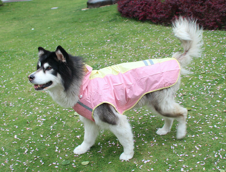 送料無料レインコート犬の服犬服雨服雨具フード付きドッグウェア中型犬用大型犬用反射テープ防水梅雨対策お出かけ濡れない着せやすい