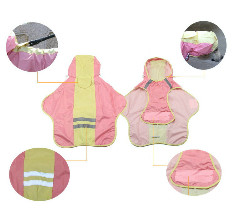 送料無料レインコート犬の服犬服雨服雨具フード付きドッグウェア中型犬用大型犬用反射テープ防水梅雨対策お出かけ濡れない着せやすい
