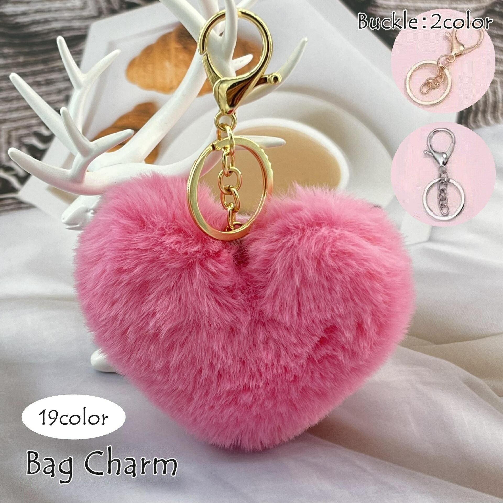 楽天市場】ハートチャーム フェイクファー バックチャーム