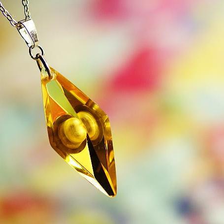 『かんたん封入ペンダント / Standard Dreamblue(イエロー)』 ガラスアクセサリー ネックレス・ペンダント 立体造形タイプ｜ラフォルム 店