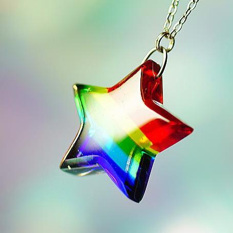 『Rainbow starlight festival ～ PURE ～』 ガラスアクセサリー ネックレス・ペンダント 四角・多角・星タイプ