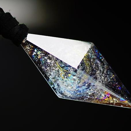 『Dreamblue ～ Crystal galaxy ～』 キラキラ ネックレス ペンダント 神秘的 蓄光 ガラスアクセサリー メンズネックレス レディースネックレス 高級 クリア 透明 宇宙 銀河 キラキラネックレス レディース メンズ プレゼント ギフト 女性 男性 ダイクロガラス ガラス